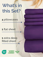 Extra Deep King Sheet Set - 6 Piece Breathable and Cooling Sheets - Hotel Luxury Bed Sheets Set - Easy & Secure Fit - Soft, Wrinkle Free and Comfy Sheets Set - Purple Sheet Set with Extra Deep Pockets