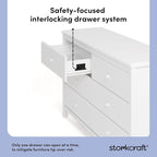 Storkcraft Alpine 6-Drawer Dresser (White) – GREENGUARD Gold Certified, White Dresser for Bedroom, Kids & Nursery Storage Drawers, Safety Interlocking Drawers, Pre-Installed Tracks, Kids Bedroom