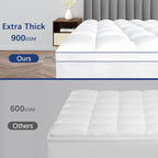 CYMULA California King Mattress Topper, Cooling Mattress Pad Cover, Extra Thick Pillow Top Mattress Topper with 8-21 Inch Elasticated Deep Pockets, Plush Down Alternative Fill Mattress Protector