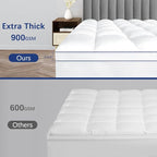 CYMULA Queen Mattress Topper, Extra Thick Pillow Top Mattress Topper, Firm Cooling Mattress Pad Cover with 8-21 Inch Elasticated Deep Pockets, Plush Down Alternative Fill Mattress Protector