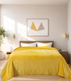 Soft Queen Size Blanket for All Season Warm Fuzzy Microplush Lightweight Thermal Fleece Summer Autumn Fall Winter Spring Blankets for Queen Full Bed Couch Sofa,90x90 Inches,Yellow