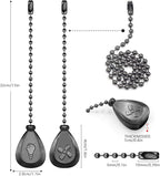 Black Ceiling Fan Pull Chain, 2Pcs 12 Inches Decorative Fan Pull Chain Ornaments Extension, 3mm Diameter Beaded Ball Fan Pull Chain Extender with Connector(2 Pack)