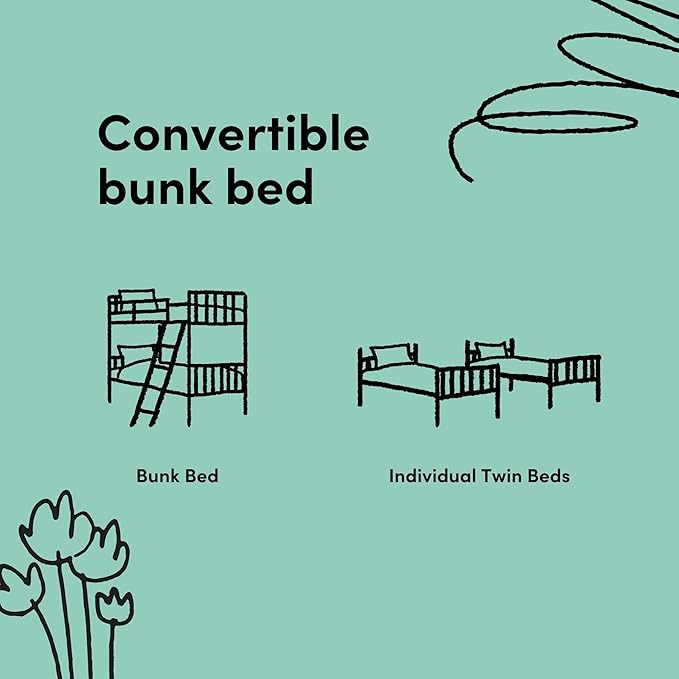 Storkcraft Caribou Twin-Over-Twin Bunk Bed (Black with Natual) – GREENGUARD Gold Certified, Converts to 2 Individual Beds
