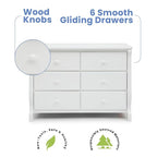Delta Children Universal 6 Drawer Dresser with Interlocking Drawers - Greenguard Gold Certified, White