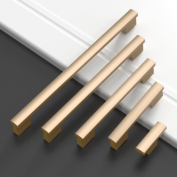 Asidrama 10 Pack 5 Inch(128mm) Champagne Gold Cabinet pulls Kitchen Cabinet Handles, Cabinet Pulls Kitchen Cabinet Hardware for Cupboard Drawer Pulls