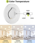 hepside 2Pack Dimmable Flush Mount Ceiling Light Fixture White, 3CCT Selectable 3000/4000/6500K Ceiling Lamp, 7.5INCH 15W 1500LM Low Profile Light for Bedroom, Kitchen, Bathroom, Hallway