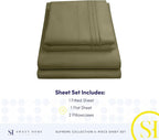 Queen Size Bed Sheets - Breathable Luxury Sheets with Full Elastic & Secure Corner Straps Built In - 1800 Supreme Collection Extra Soft Deep Pocket Bedding Set, Sheet Set, Queen, Olive