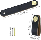 Leather Drawer Pulls and Knobs Soft Cabinet Handles Modern Cabinets Door Knob for Furniture Cupboards Wardrobe Dresser Decorative Handle with Screw 4 Pcs (Black)