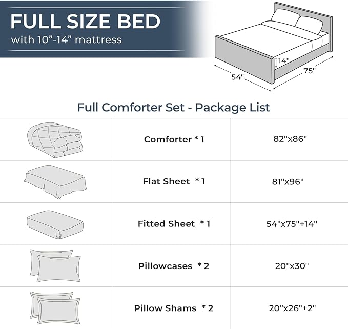 HEVUMYI Purple Full Comforter Set - 7-Piece All Season Bed in a Bag Full, Ultra Soft Bedding Set with Comforter, Flat Sheet, Fitted Sheet, Pillowcases, Pillow Shams