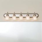 Kichler 36" 5-Light Vanity Bath Light in Brushed Nickel, Modern Bathroom Light with Clear Satin Etched Glass, (36" W x 8" H), 5339NIS