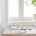 GALEI-2PCS Scandinavian Style Elk Ornament Christmas Resin Sitting and Standing Deer Statue Home Living Room Study Ornaments (Silver, One Size)