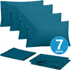 Sweet Home Collection 6 Piece 1500 Supreme Collection Brushed Microfiber Deep Pocket Sheet Set-2 Extra Pillow Cases, Great Value, Split King, Teal
