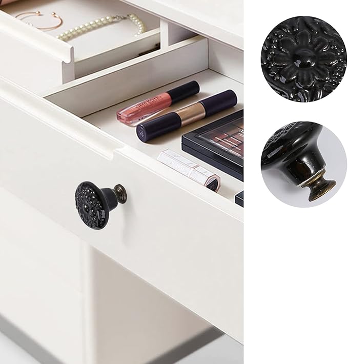 HUAMULAN 15 PCS Cabinet Knobs Glossy Ceramic Dresser Mushroom Table Drawer Cupboard Pull Furniture DIY Wardrobe Solid Color Vintage Handle,with 3 Size Mounting Screws