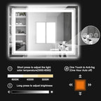 LED Bathroom Mirror, 84"x40" with Front and Backlit, Anti-Fog, Large Bathroom Vanity Mirror for Wall, Memory Function, Stepless Dimmable, Tempered Glass (Horizontal/Vertical)