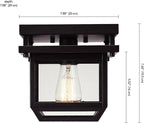 GLOBE Electric 44779 Sorrell 1-Light Outdoor Flush Mount Ceiling Light, Dark Bronze, Clear Glass Shade,Brown, Bulbs Not Included