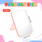 12Pack 8" Desktop Makeup Mirror, Travel Makeup Desk Mirror, Spa Party Mirrors 90°Adjustable Portable Folding Travel Mirrors for Spa Party, Girl, Women, Beauty Birthday Gift