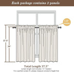 Chyhomenyc Taupe Sheer Curtains 36 inch Length 2 Panels, Light Filtering Voile Rod Pocket Short Window Curtians for Bathroom Living Room Farmhouse Small Windows, 42Wx36L inches