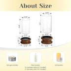 Hewory Hurricane Glass Candle Holder: 2PCS Rustic Brown Candle Holders for Pillar Candles, Vintage Decorative Wood Stand with Clear Glass Cover for Weddings Christmas Table Centerpiece Home Decor