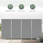 RANTILA 4 Panel Room Divider, 6 Ft Tall Folding Privacy Screen Room Dividers, Freestanding Room Partition Wall Dividers, 136''W x 20''D x 71''H, Grey