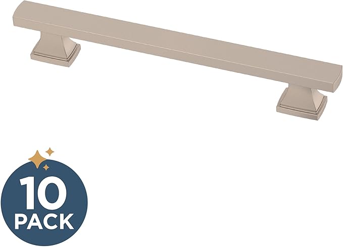 FRANKLIN BRASS Tiered Foot (10-Pack) Cabinet Handles 5-1/16" Hole Center Pulls | Satin Nickel Hardware Kitchen Door, Drawers, Dressers, Furniture P49574C-SN-B