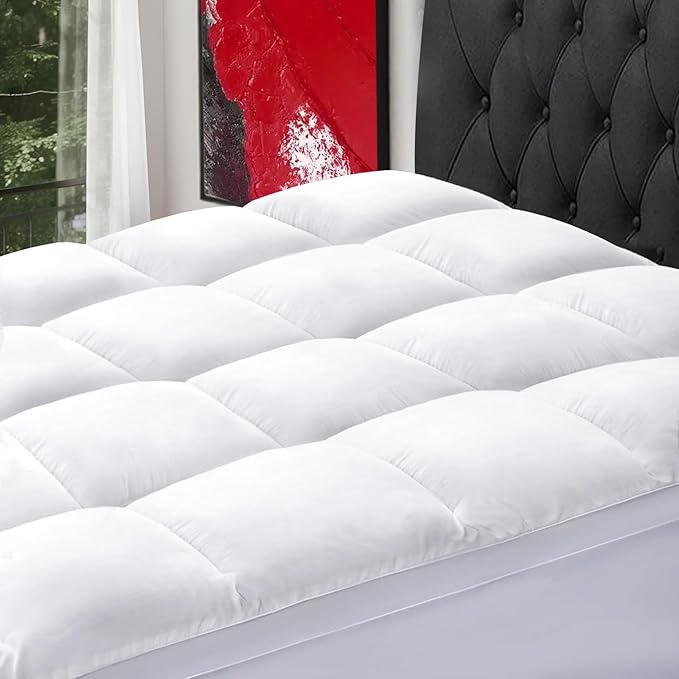 SOPAT Mattress Topper Short Queen Size Extra Thick Mattress Pad 8-21" Deep Pocket Soft Down Alternative Fill Mattress Protector Pillow Top Mattress Cover (60x75 Inches, White)