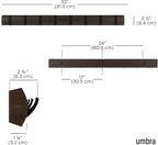 Umbra - Flip Wall-Mounted Coat Rack Rail Hook for Hats, Jackets, Bags and More, Wood, Metal, Black/Walnut