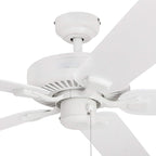 Honeywell Ceiling Fans Belmar 52 Inch Ceiling Fan Without Light, Outdoor Ceiling Fan with Pull Chain, Tri-Mount Traditional 5 Blade Design, ETL Wet Rated, White (50198-01)