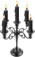 Metal Candle Holders 5 Wicks Black Candle Holders for Candlesticks Taper Candles（10.6 inch Tall Candelabra, for 1/2-1 inch Pillar Candles Diameter Each）,Candle Stand Decoration