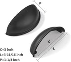 khtumeware 10 Pack 3" Drawer Pulls Matte Black Cabinet Cup Pulls Kitchen Hardware Cabinet Handles Drawer Handles Knobs 3 inch Hole Center