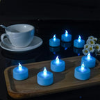 LED Tea Lights Candles- 12PACK Blue Flameless Candles Realistic and Bright Flickering Long Lasting 200Hours for Holiday Celebration,Party, Home Decoration,Battery Operated