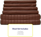 Full Size Bed Sheets - 6 Piece 1500 Supreme Collection Fine Brushed Microfiber Deep Pocket Full Sheet Set Bedding - 2 Extra Pillow Cases, Great Value, Full, Dobby Coffee