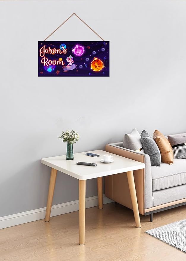 Personalized Sign Universe Spacecraft Sign Outer Space Theme Art Décor For Kids Room Custom Name Door Wall Art Décor For Little Man Cave, Universe Floral Nursery Art Plate For Girls Room Boys Bedroom