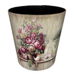 10L/2.64 Gallon Trash Can, Decorative Waste Basket, PU Leather Waste Paper Basket, Waterproof Garbage Can for Bathroom, Bedroom, Office, Kitchen and Living Room - Flower-5