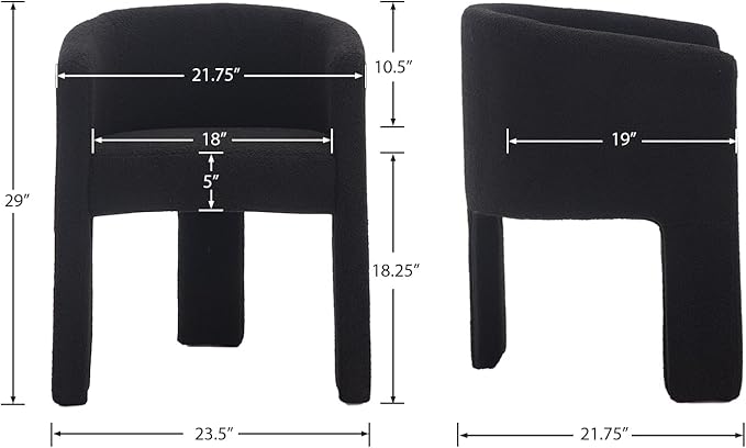 Modern Sherpa Barrel Dining Chairs Set of 6, Upholstered Boucle Dining Chairs Accent Chairs with Arms Comfy Makeup Vanity Chairs, Dining Living Room Kitchen Chairs, Black