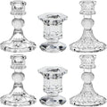 Glass Candlestick Holders Set of 6, Taper Candle Holder for Wedding Festival Christmas Party Valentine's Decor, Table Centerpieces