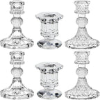 Glass Candlestick Holders Set of 6, Taper Candle Holder for Wedding Festival Christmas Party Valentine's Decor, Table Centerpieces