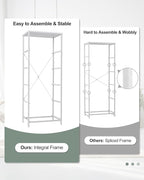 Crestlive Products Tall Dresser Vertical Storage Tower - Sturdy Steel Frame, Wood Top, Easy Pull Fabric Bins - Organizer Unit for Bedroom, Hallway, Entryway, Closets - 5 Drawers(White)