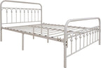 YALAXON Vintage Sturdy Queen Size Metal Bed Frame with Headboard and Footboard Basic Bed Frame No Box Spring Needed (Queen,White)