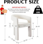 Modern Barrel Dining Chair, PU Leather Upholstered Accent Side Chair with Arms Comfy Makeup Vanity Chair, Dining Living Room Kitchen Chair, White