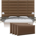 Vänt Upholstered Wall Panels - King/Cal King Size Wall Mounted Headboards - Vintage Leather Cognac - Twin/King - Set of 4 Panels (Each Individual Panel 39"x11.5")