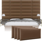 Vänt Upholstered Wall Panels - Queen/Full Size Wall Mounted Headboards - Vintage Leather Cognac - Set of 4 Panels (Each Individual Panel 30"x11.5")