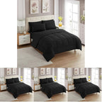 Sweet Home Collection 5 Piece Comforter Set Bag Solid Color All Season Soft Down Alternative Blanket & Luxurious Microfiber Bed Sheets, Black, Twin (Pack of 4)