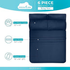 DREAMCARE Queen Sheet Set – 6 pcs Cooling Bed Sheets – up to 21” Deep Pocket Queen Sheets Set – 2500 Supreme Collection – Extra Soft 100% Brushed Microfiber Hotel Luxury with Side Pocket – N Blue