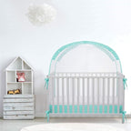 Crib Pop Up Tent Baby Safety Mesh Cover Mosquito Net Toddler Bed Canopy Netting Cover Protect Baby from Biting and Falling, Emerald, 51 x 51 x 27 Inch