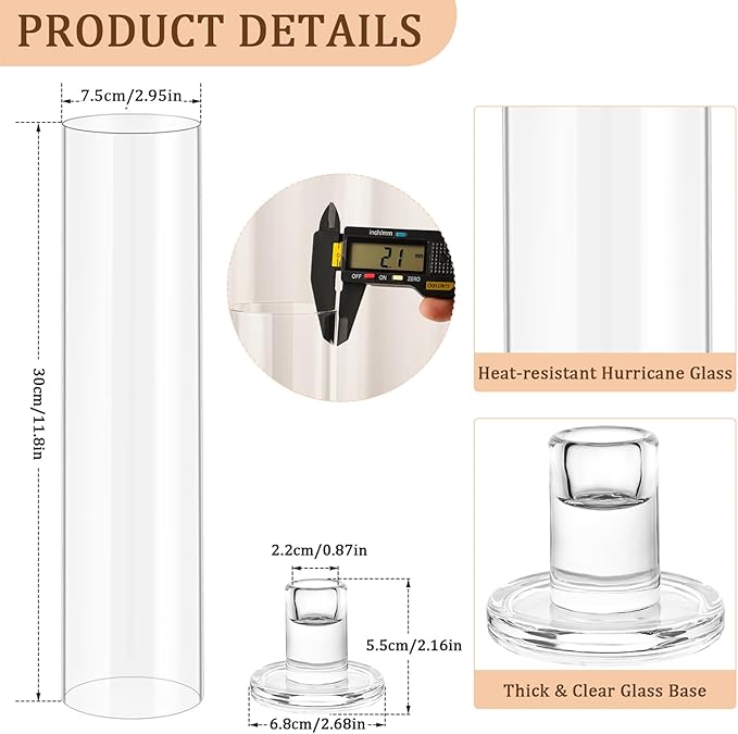 Hurricane Candle Holder Thickened Cylinder Covers 10 Pcs Taper Candle Sticks Holder Glass Tall Candlesticks Holders Centerpiece for Wedding Dining Table