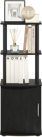 Furinno Turn-N-Tube Tall TV Entertainment Side Table Display Rack with Storage Cabinet, 2-Tier, Blackwood/Black