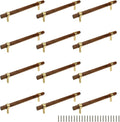 Drawer 8.66"/220mm Pulls Brass Walnut Kitchen Wardrobe Cabinet Hardware Pull Handle with Screw, 12Pcs