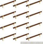 Drawer 8.66"/220mm Pulls Brass Walnut Kitchen Wardrobe Cabinet Hardware Pull Handle with Screw, 12Pcs