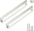 Cabinet Pulls Brushed Nickel Cabinet Handles Square Drawer Pulls, 2 Pack 8-4/5 Inch Stainless Steel Kitchen Door Cupboard Cabinet Handles, Cabinet Hardware Drawer Handles, 224mm Hole Centers