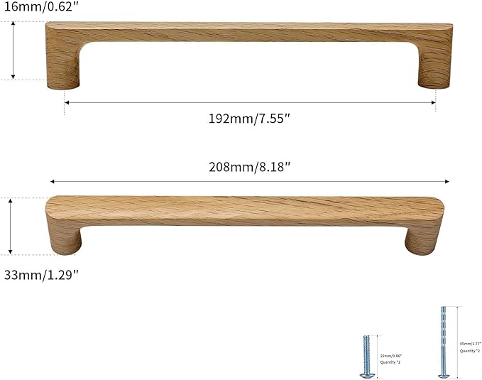 Burlywood Round 7-1/2in 8 Pcs Wooden Drawer Pulls Handle for Cabinets Kitchen Cabinet Door